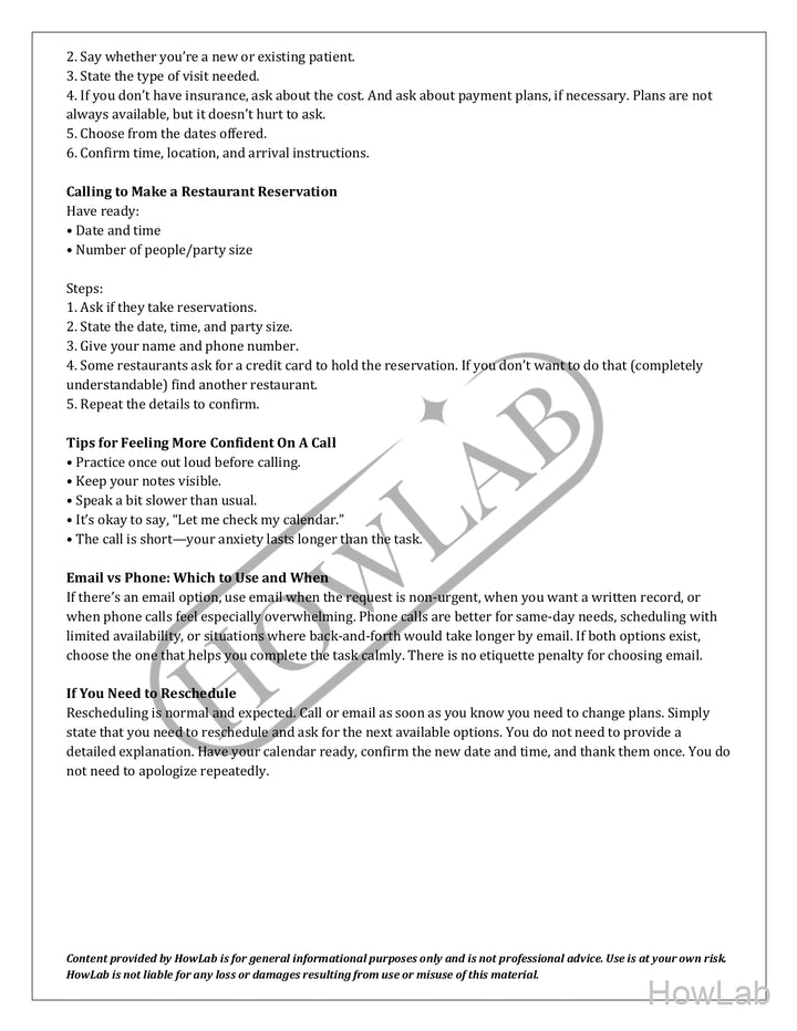 How To Make Appointments and Reservations